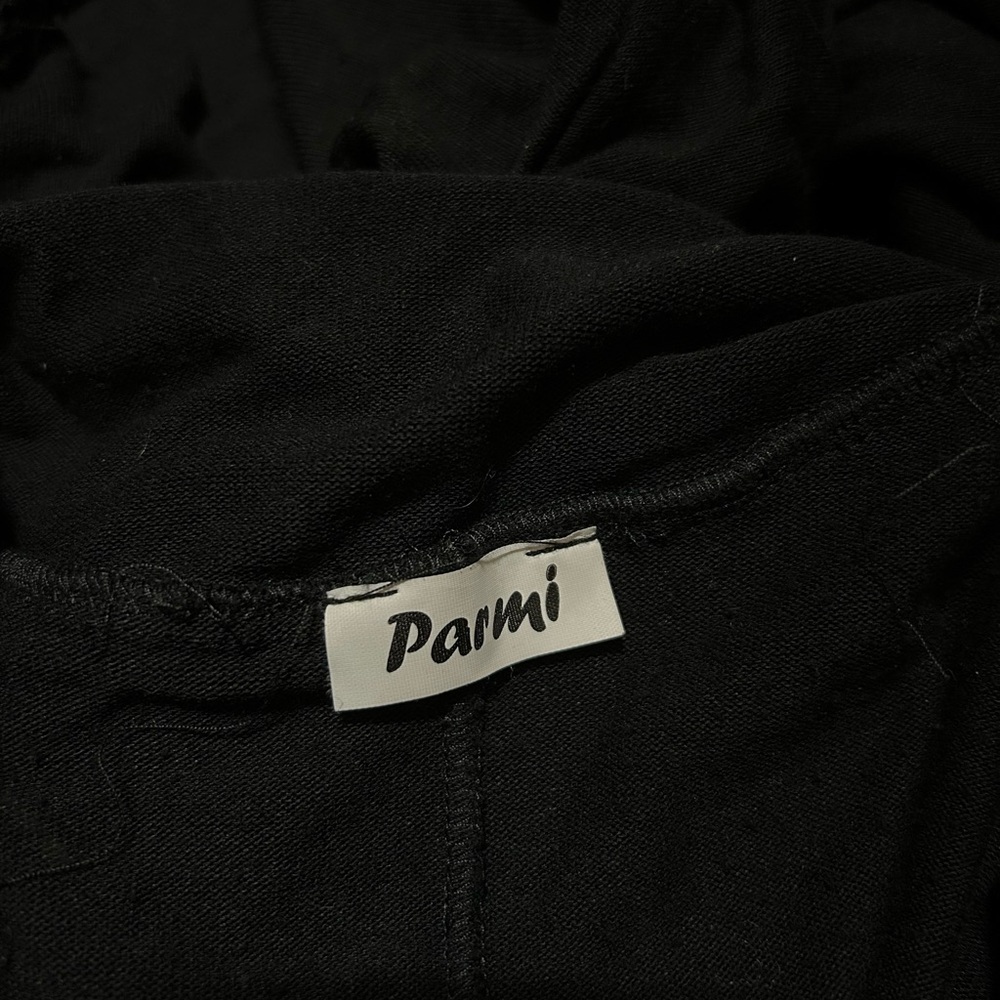 PARMI Black Knit Lace Trim Adjustable Neckline Blouse Dress - Picture 4 of 4